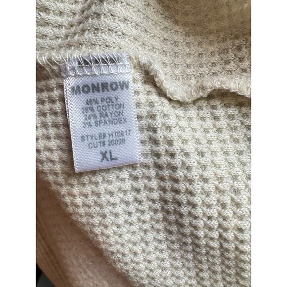 MONROW Cowl-Neck Waffle-Knit Sweater Women’s Size XL Thermal Lounge Pullover - Picture 9 of 10
